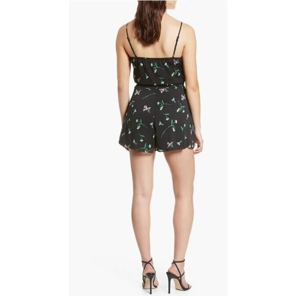 Row A Women's Floral Godet Hem Sleeveless Romper in Black Large MSRP $49 - Picture 4 of 5